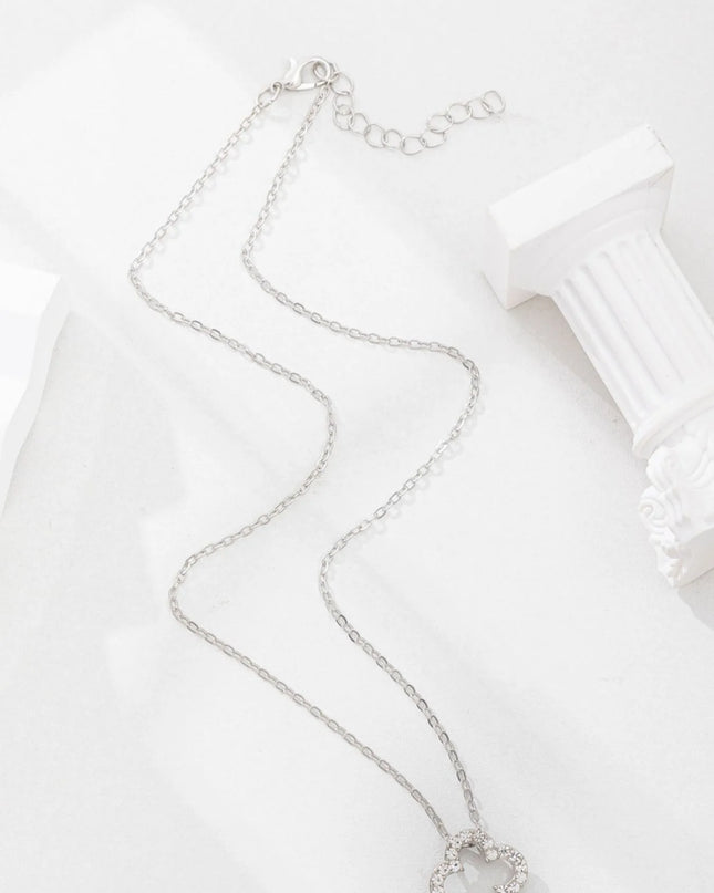 Inlaid Zircon Clover Pendant Necklace