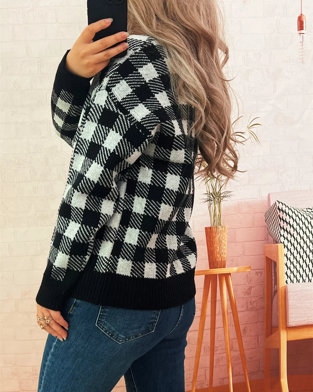 Plaid Button-Down Cardigan