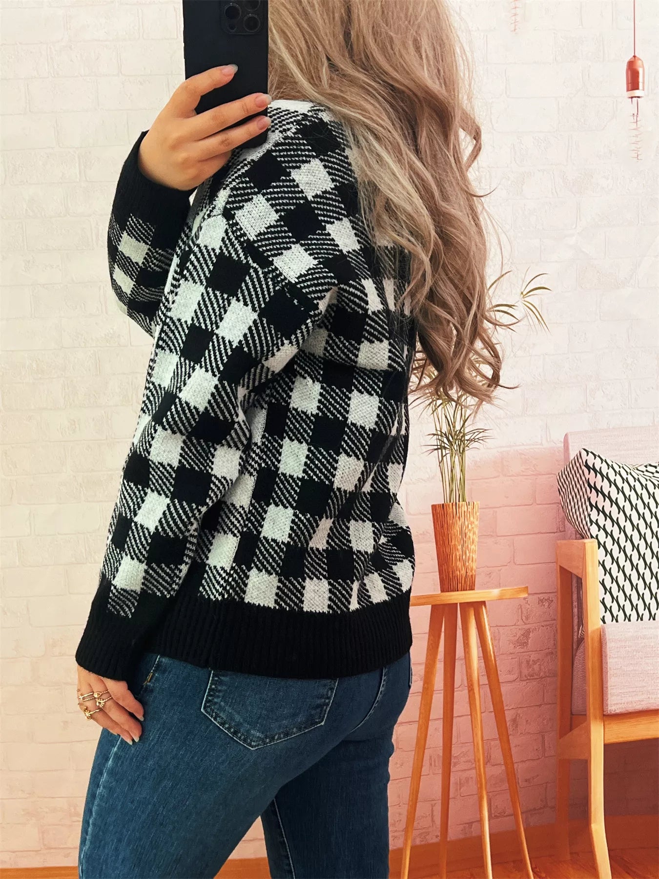 Plaid Button-Down Cardigan