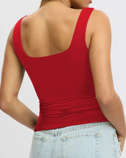 Square Neck Wide Strap Tank 