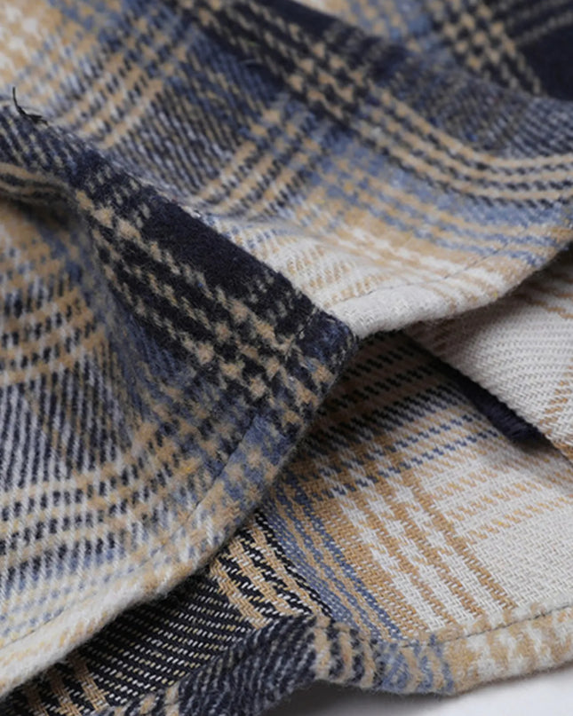 Men's Plaid Button Up Long Sleeve Jacket