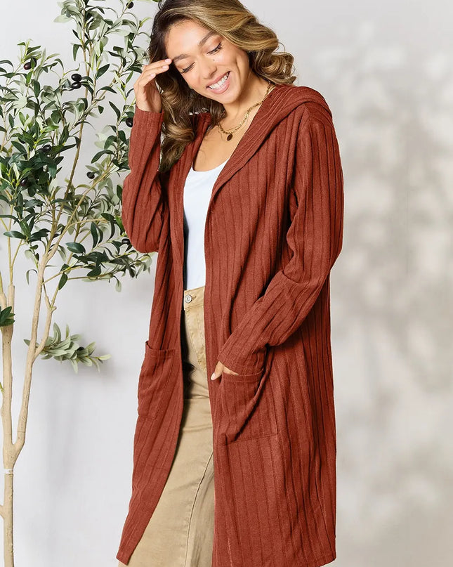 Basic Bae Full Size Hooded Sweater Cardigan