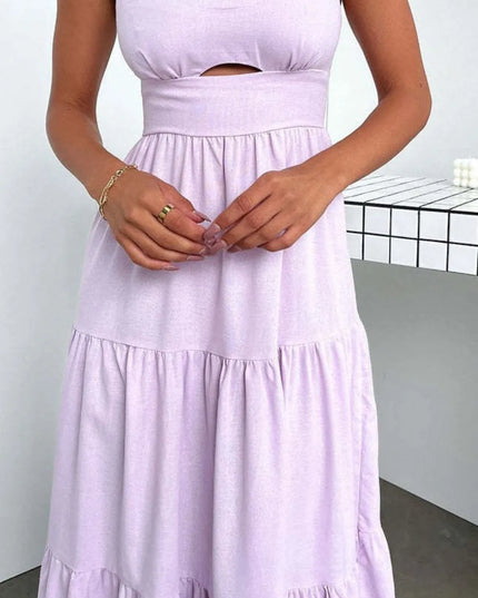 Cut-Out Tiered Dress with Spaghetti Straps