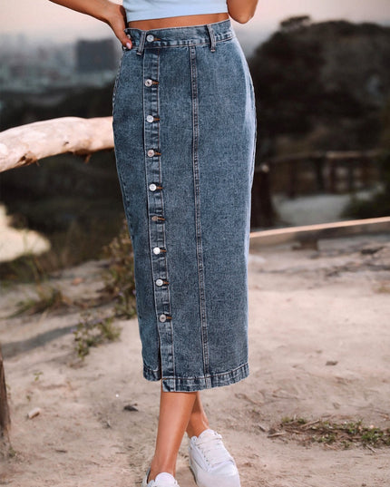 Button Down Denim Skirt