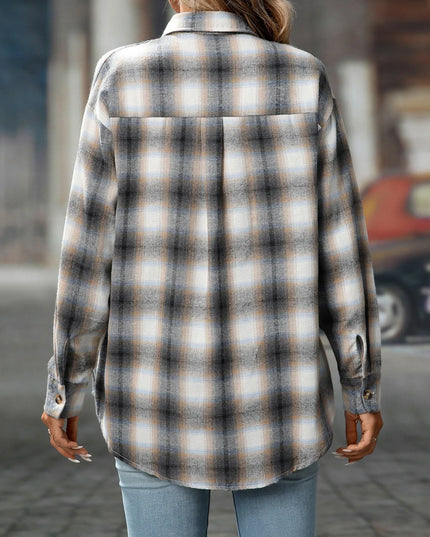 Oversized Plaid Button-Up Shirt