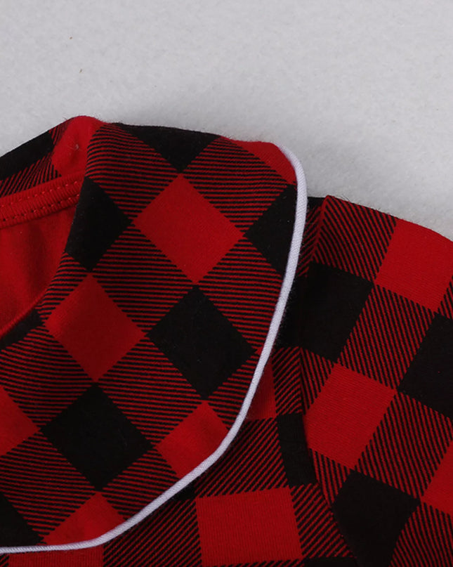 Children's Plaid Ruffle Hem Long Sleeve Dress