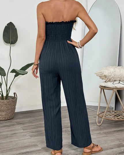 Smocked Tube Wide Leg Jumpsuit
