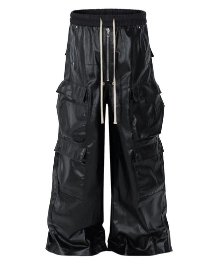 Men's Cargo Pants with Drawstring Waist Black