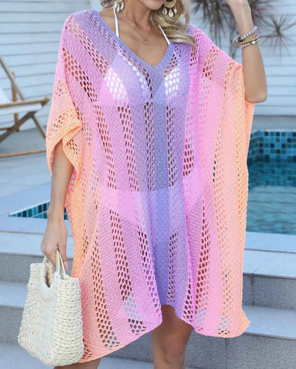 Rainbow Gradient Crochet Beach Cover Up