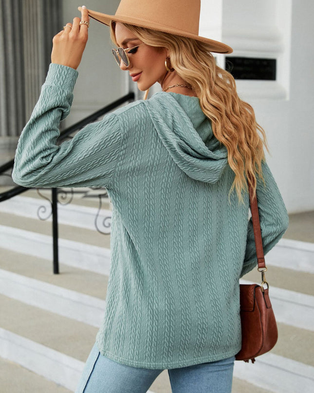 Cable-Knit Long Sleeve Hoodie