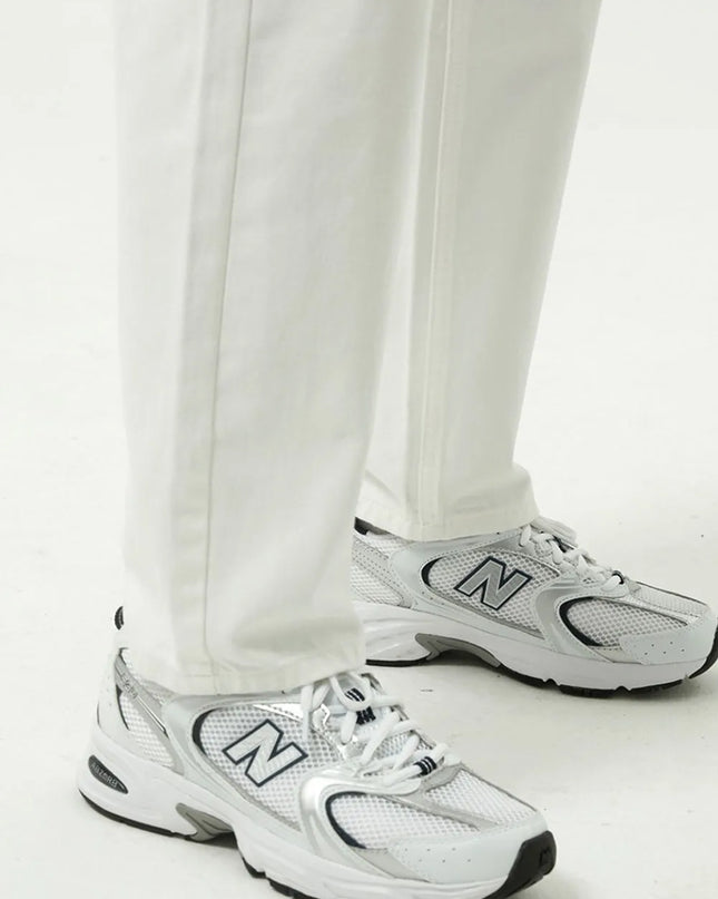 Washed Straight-Leg Slim Jeans