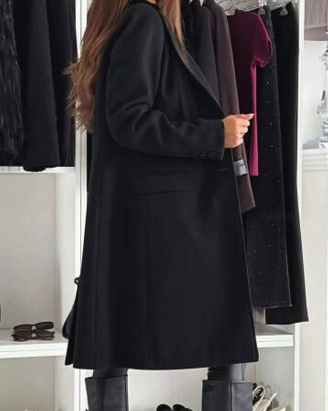 Lapel Collar Long Sleeve Coat