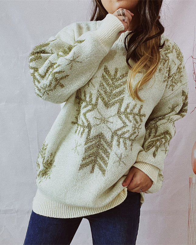Snowflake Pattern Long Sleeve Sweater