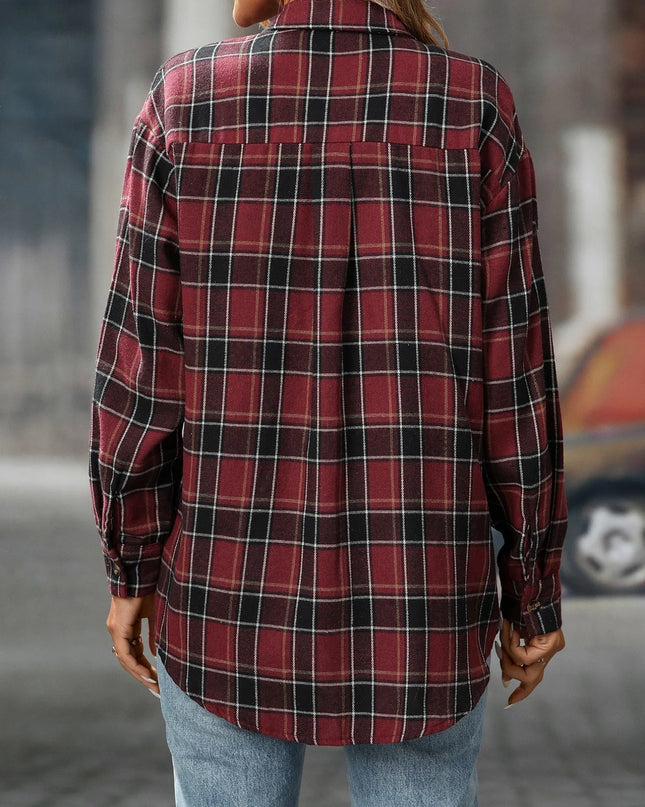 Plaid Button-Down Oversized Shirt