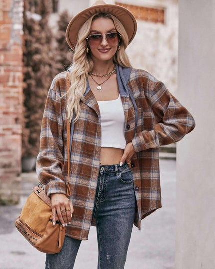 Oversized Plaid Button Up Shacket