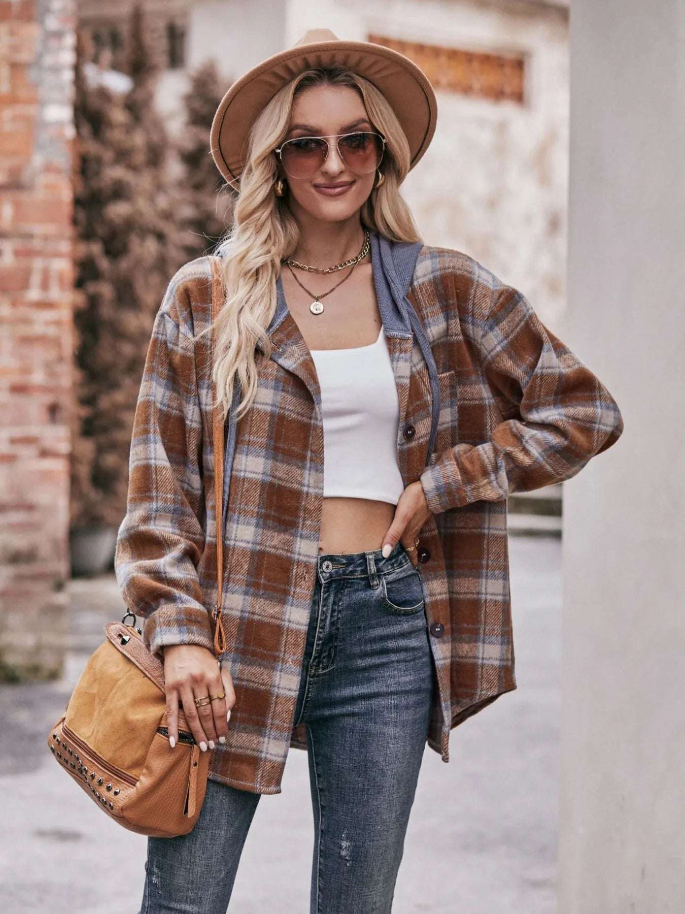 Oversized Plaid Button Up Shacket