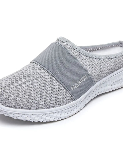 Round Toe Mesh Slip-On Sneakers Gray