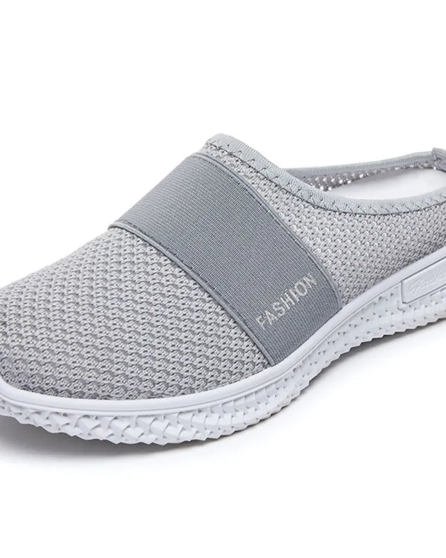 Round Toe Mesh Slip-On Sneakers Gray