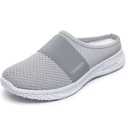 Round Toe Mesh Slip-On Sneakers Gray