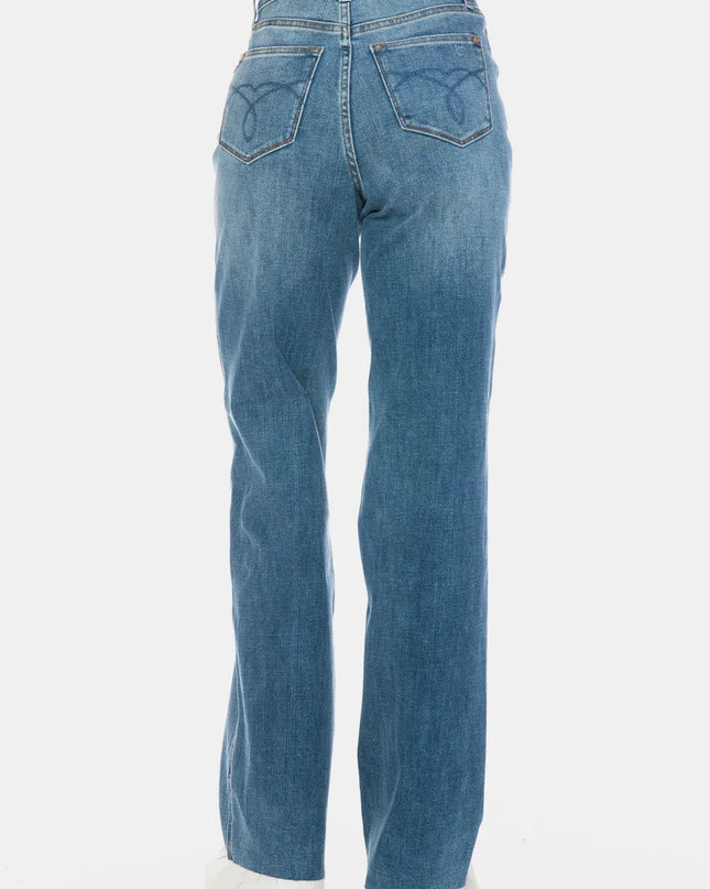 Judy Blue Full Size Tummy Control Cut Raw Hem Straight Jeans