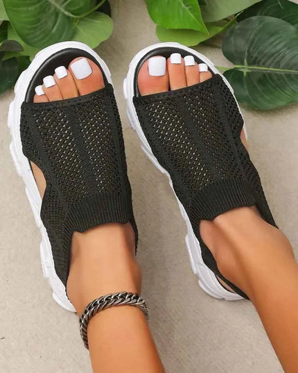 Peep Toe Cutout Mesh Sandals