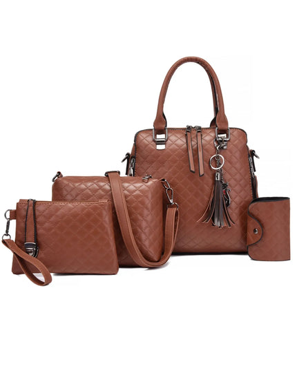 4-Piece PU Leather Bag Set with Tassel Detail 