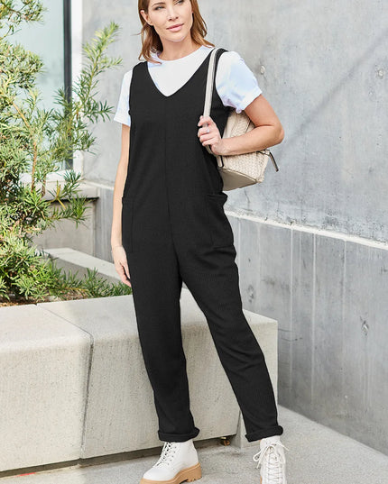 Double Take Full Size Sleeveless Straight Jumpsuit