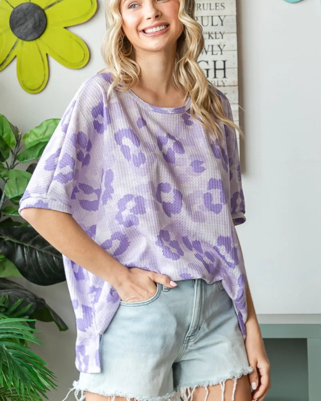 HOPELY Print Waffle Oversized T-Shirt