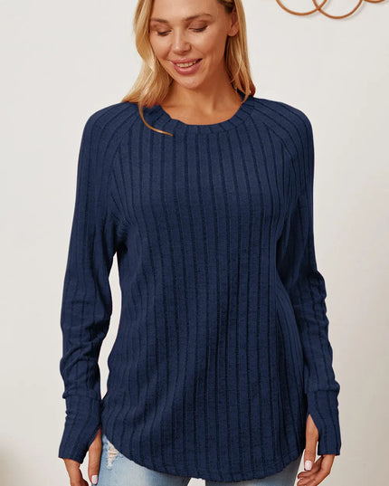 Basic Bae Full Size Ribbed Thumbhole Sleeve T-Shirt