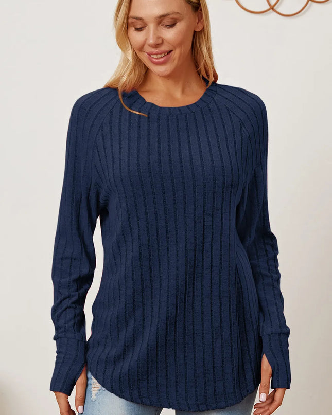 Basic Bae Full Size Ribbed Thumbhole Sleeve T-Shirt