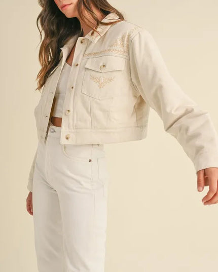 MABLE Embroidered Quilted Cropped Jacket