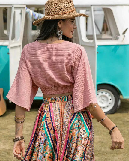 Textured V-Neck Crop Top