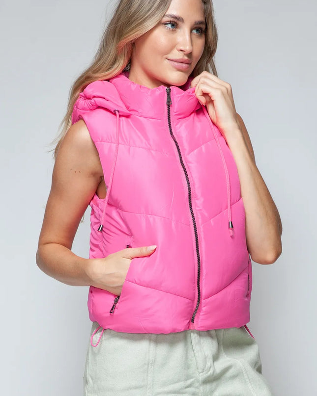 Snobbish Zip Up Quilted Hooded Vest