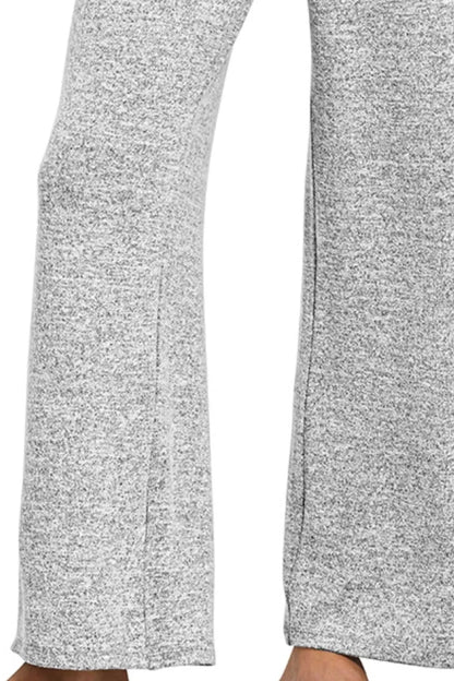 Zenana Soft Melange Hacci Elastic Waistband Lounge Pants