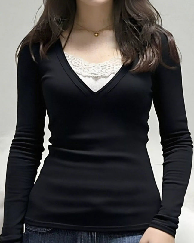 Long Sleeve T-Shirt with Lace Detail