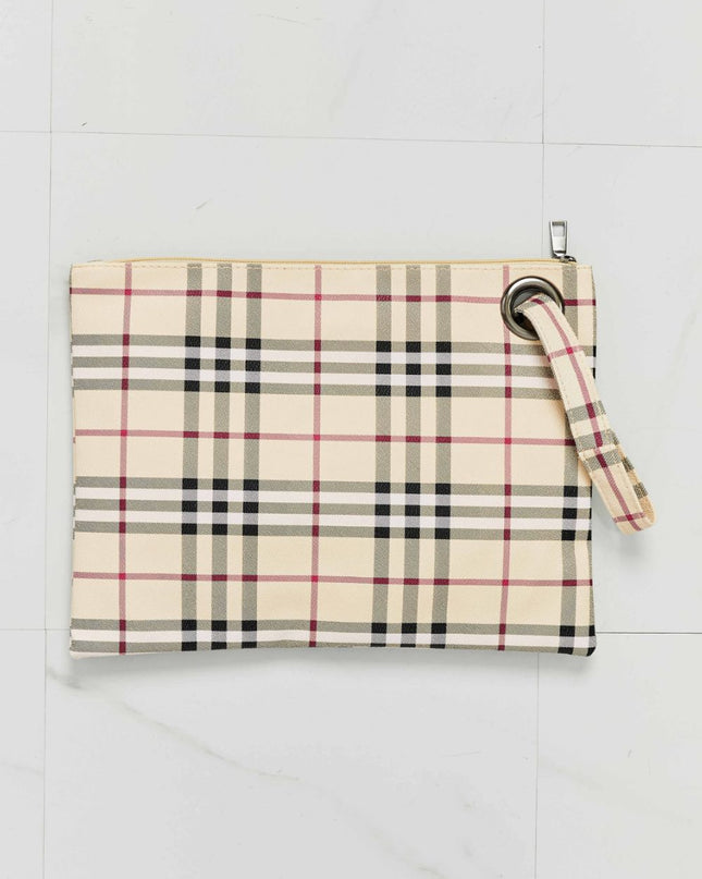 Carry Your Love Plaid Wristlet Khaki One Size