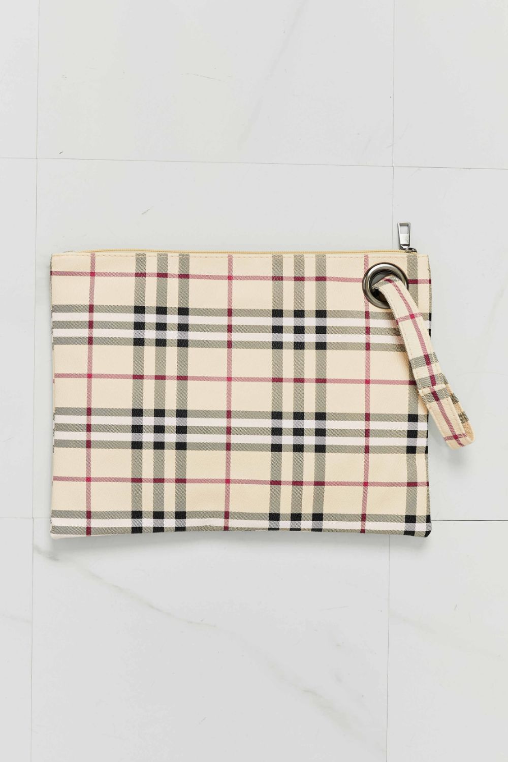Carry Your Love Plaid Wristlet Khaki One Size