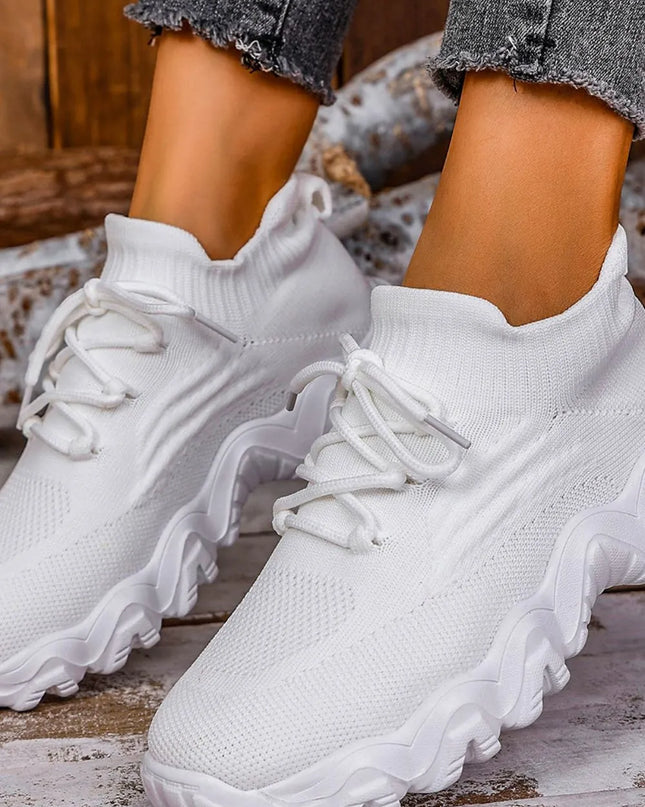 Mesh Lace-Up Round Toe Athletic 