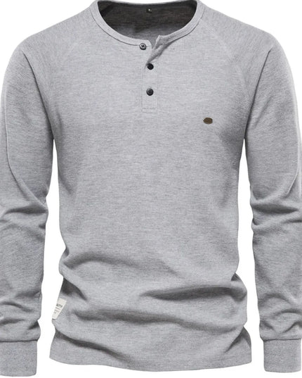 Men's Waffle-Knit Long Sleeve T-Shirt Gray