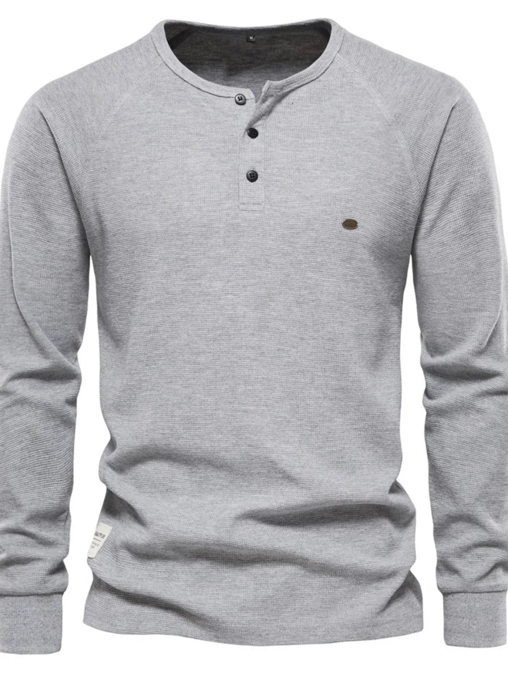 Men's Waffle-Knit Long Sleeve T-Shirt Gray