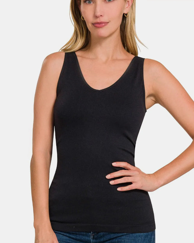 Zenana FRONT & BACK 2-WAY V-NECK / U-NECK SEAMLESS TANK