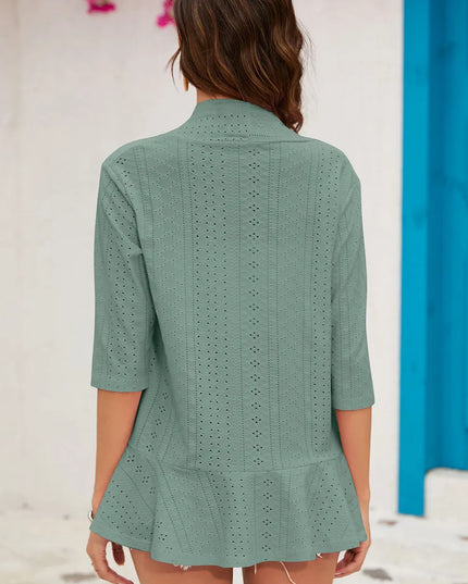 Eyelet Open Front Cardigan