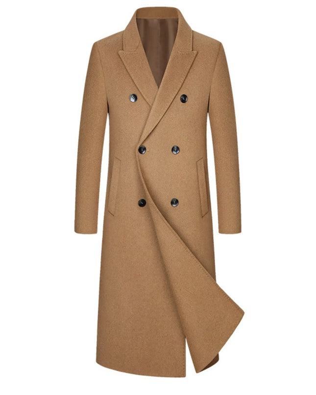Men's Plus Size Double-Breasted Longline Coat