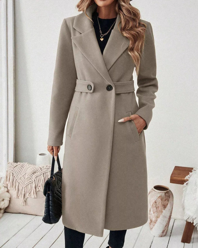One Button Wool Blend Overcoat