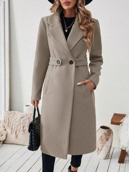 One Button Wool Blend Overcoat
