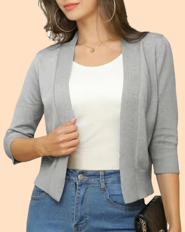 Open Front Cardigan Light Gray