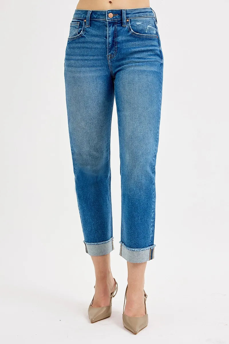 RISEN Full Size High Rise Boyfriend Fit Ankle Jeans Plus SIze