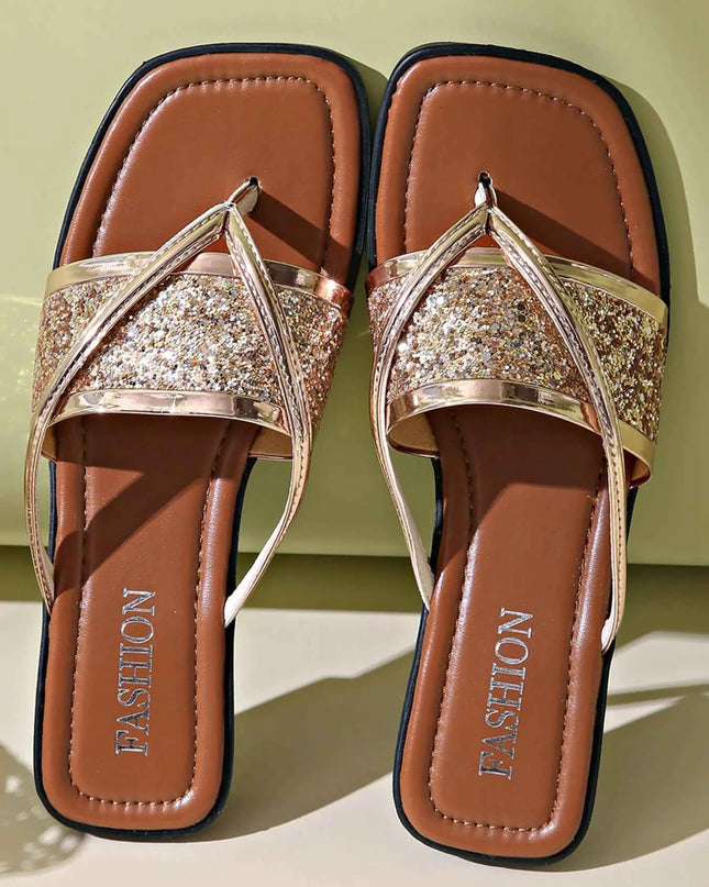Glitter Cross-Strap Sandals