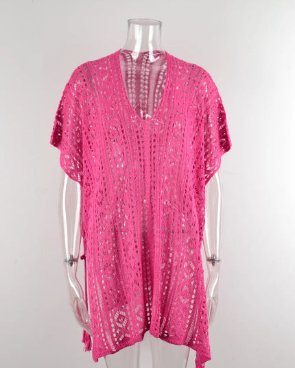 Angel Wings Cutout V-Neck Cover-Up with Tassel 