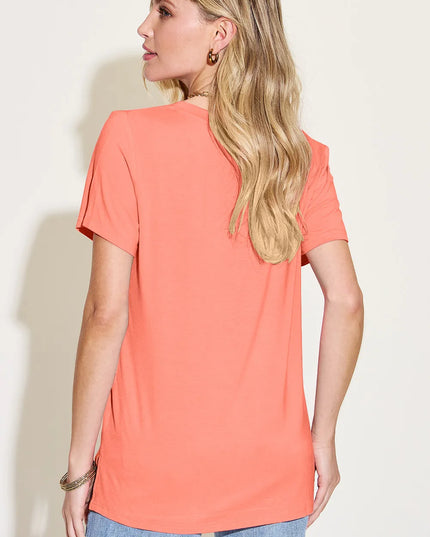 Basic Bae Bamboo Full Size V-Neck High-Low T-Shirt